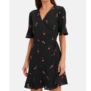 Rails‎ Aimee Wrap Dress in Cerise Cherry Print Black Size S